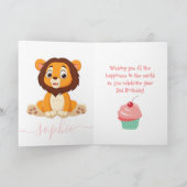 かわいいライオンの女の子の誕生日カード カード (内部)