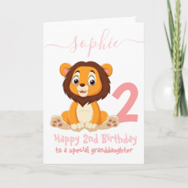 かわいいライオンの女の子の誕生日カード カード