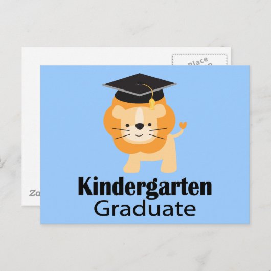 かわいいライオンの幼稚園の卒業のギフト ポストカード (正面/裏面)