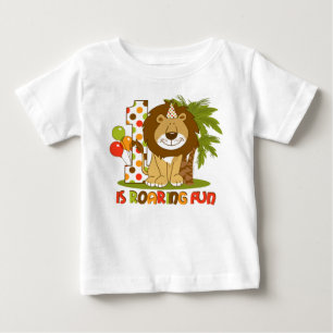 かわいいライオンの第1誕生日 ベビーTシャツ