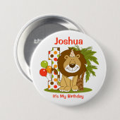 かわいいライオンの第1誕生日 缶バッジ (正面&裏面)