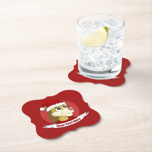 かわいいライオンの紙コースターのクリスマスアニメ ペーパーコースター (インサイチュ)