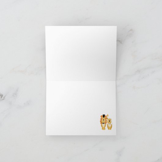 かわいいライオンの結婚式カップル感謝カード サンキューカード (内部)