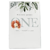 かわいいライオンの葉11回目の誕生日パーティー ミディアムペーパーバッグ (正面)