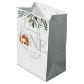 かわいいライオンの葉11回目の誕生日パーティー ミディアムペーパーバッグ (裏面アングル)