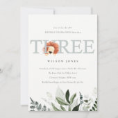 かわいいライオンの葉3rd誕生日パーティー招待状 サンキューカード (正面)