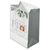 かわいいライオンの葉50歳の誕生日パーティー ミディアムペーパーバッグ (正面アングル)