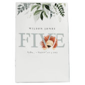 かわいいライオンの葉50歳の誕生日パーティー ミディアムペーパーバッグ (正面)