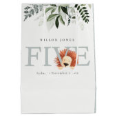 かわいいライオンの葉50歳の誕生日パーティー ミディアムペーパーバッグ (裏面)