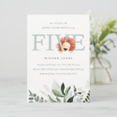 かわいいライオンの葉5th誕生日パーティー招待状 サンキューカード (スタンド正面)