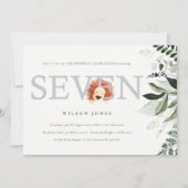 かわいいライオンの葉7th誕生日パーティー招待状 サンキューカード (正面)