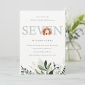 かわいいライオンの葉7th誕生日パーティー招待状 サンキューカード (スタンド正面)