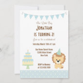 かわいいライオンの誕生日パーティーの招待 招待状 (正面)