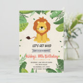 かわいいライオンの誕生日パーティー招待状 招待状 (スタンド正面)