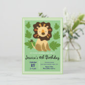 かわいいライオンの誕生日パーティー招待状 招待状 (スタンド正面)