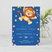 かわいいライオンの誕生日招待状 招待状 (スタンド正面)