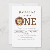 かわいいライオンの誕生日 招待状 (正面)