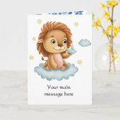 かわいいライオンの赤ちゃんシャワーまたは誕生日 カード (黄色い花)