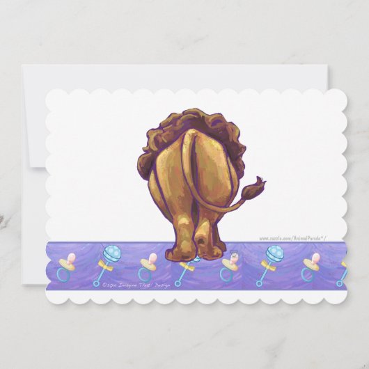 かわいいライオンの赤ちゃんシャワー 招待状 (裏面)