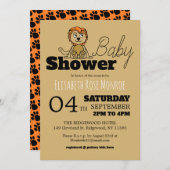 かわいいライオンの赤ちゃん、ベビーシャワー 招待状 (正面/裏面)