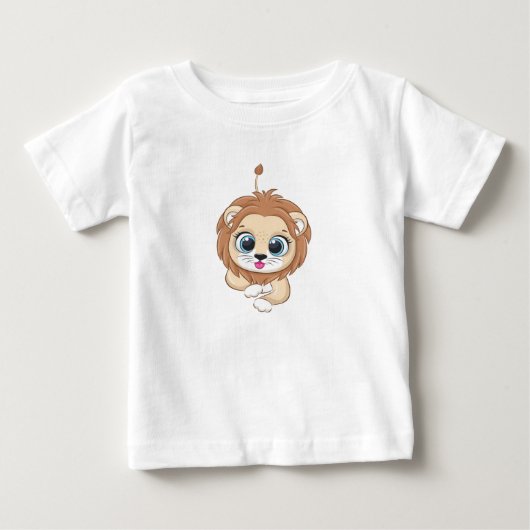 かわいいライオンの赤ちゃんTシャツ ベビーTシャツ (正面)