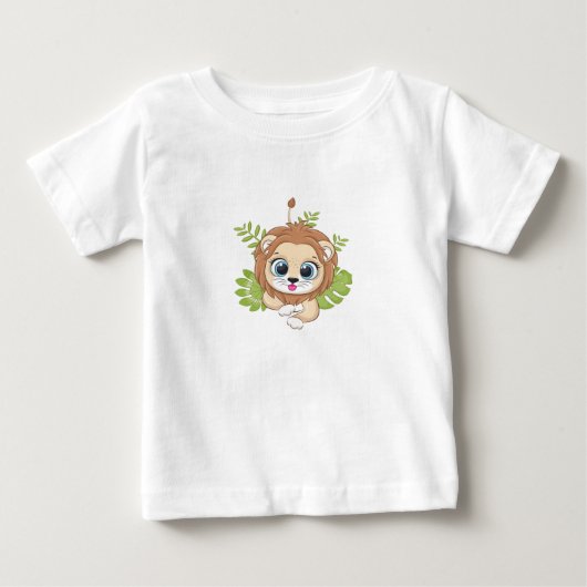 かわいいライオンの赤ちゃんTシャツ ベビーTシャツ (正面)