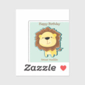 かわいいライオンの青い模様の誕生日 シール (シート)