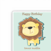 かわいいライオンの青い模様の誕生日 シール (正面)