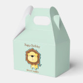 かわいいライオンの青い模様の誕生日 フェイバーボックス (正面サイド)