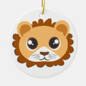 かわいいライオンの頭部の漫画 セラミックオーナメント (正面)