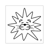 かわいいライオンの顔の木製スタンプ ラバースタンプ (インプリント)