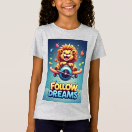 🦁 かわいいライオンの飛行機アドベンチャー キッズグラフィック ✈ Tシャツ
