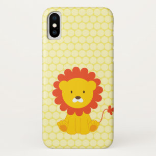 かわいいライオンの黄色の水玉模様のiPhone 5の場合 iPhone X ケース
