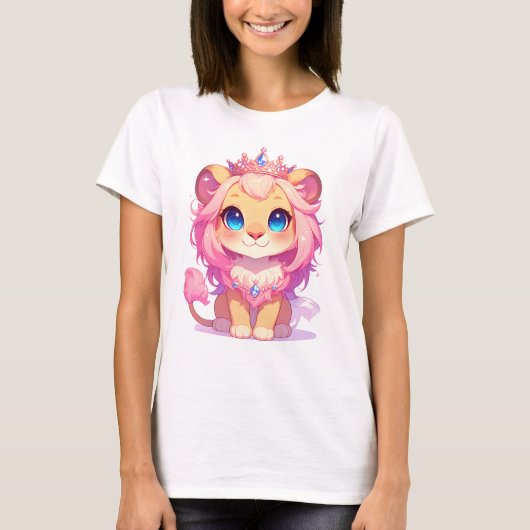 かわいいライオンキング [商品] かわいい 王冠 動物 ギフト Tシャツ (正面)