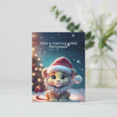 かわいいライオンサンタ爪クリスマス シーズンポストカード (スタンド正面)