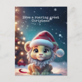 かわいいライオンサンタ爪クリスマス シーズンポストカード (正面)