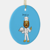 かわいいライオンシェフ漫画イラストレーション セラミックオーナメント (右)