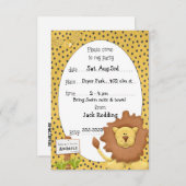 かわいいライオンバースデーパーティ招待状 招待状 (正面/裏面)