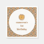 かわいいライオンベビーキッズアニマルカスタムバースデーパーティー スタンダードカクテルナプキン (正面)