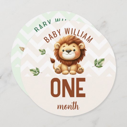 かわいいライオンワニ1-2ヶ月ベビーマイルストーンのサイン (正面/裏面)