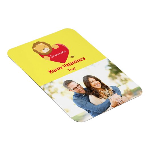 かわいいライオン写真バレンタインデイイエロー マグネット (右側)