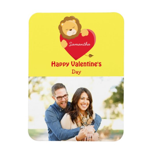 かわいいライオン写真バレンタインデイイエロー マグネット (縦)