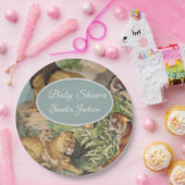 かわいいライオン猫ジャングルダスティブルーボイルベビーシャワー ペーパープレート (パーティー)