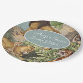 かわいいライオン猫ジャングルダスティブルーボイルベビーシャワー ペーパープレート (アングル)