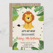 かわいいライオン誕生パーティーの招待 招待状 (正面/裏面)