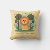 かわいいライオン誕生統計ベビー名子供部屋 クッション (正面)