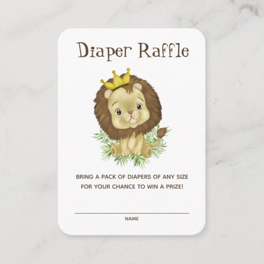 かわいいライオン赤ちゃんシャワーテーマ – おむつラッフルインサート エンクロージャーカード (正面)