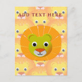 かわいいライオン顔オールオーバーヴィンテージプリントパターン ポストカード (正面)