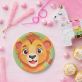 かわいいライオン顔サファリワイルドジャングルバースデーパーティー ペーパープレート (パーティー)