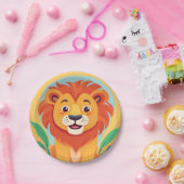 かわいいライオン顔サファリワイルドジャングルバースデーパーティー ペーパープレート (パーティー)